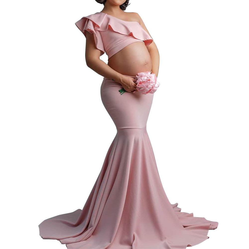 Fashion Sexy Slim Lace Strapless Sleeveless Long Dress For Pregnant Women - Mubimart