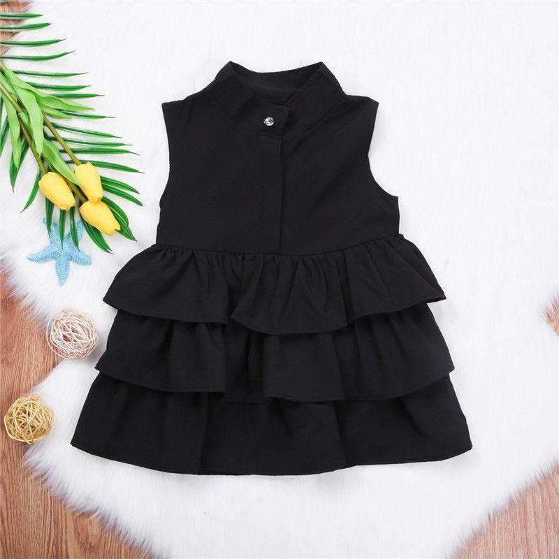 Fashion Simple Solid Color Sleeveless Small And Medium Girl Dress - Mubimart