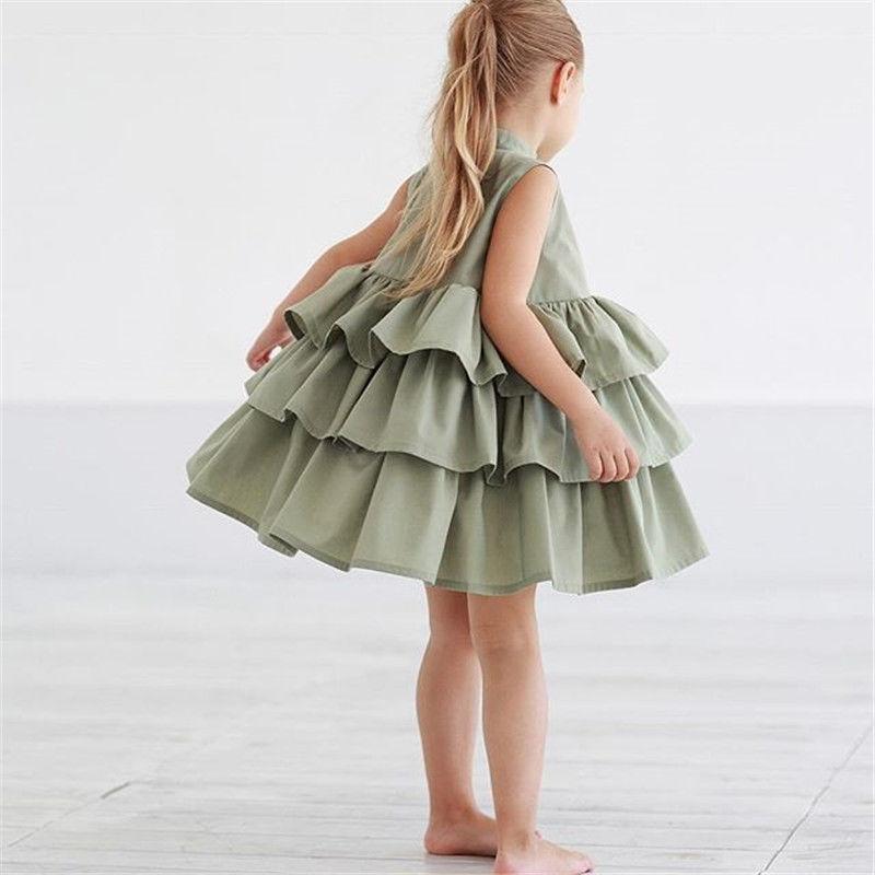 Fashion Simple Solid Color Sleeveless Small And Medium Girl Dress - Mubimart -  