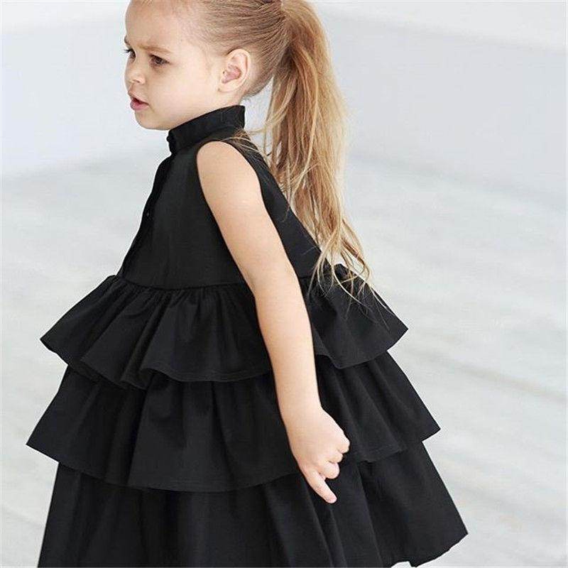 Fashion Simple Solid Color Sleeveless Small And Medium Girl Dress - Mubimart