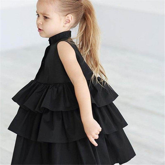Fashion Simple Solid Color Sleeveless Small And Medium Girl Dress - Mubimart