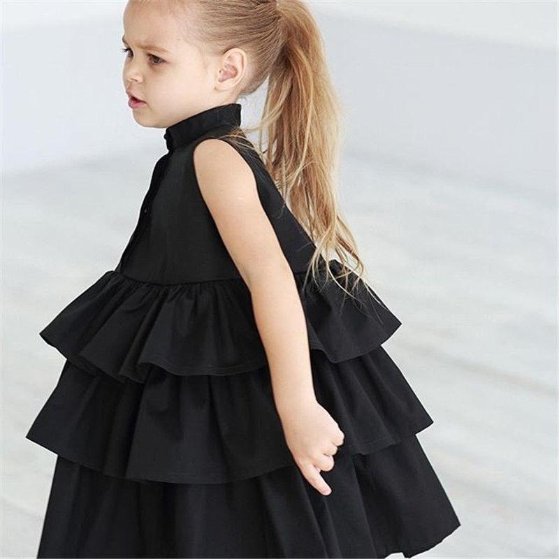 Fashion Simple Solid Color Sleeveless Small And Medium Girl Dress - Mubimart -  