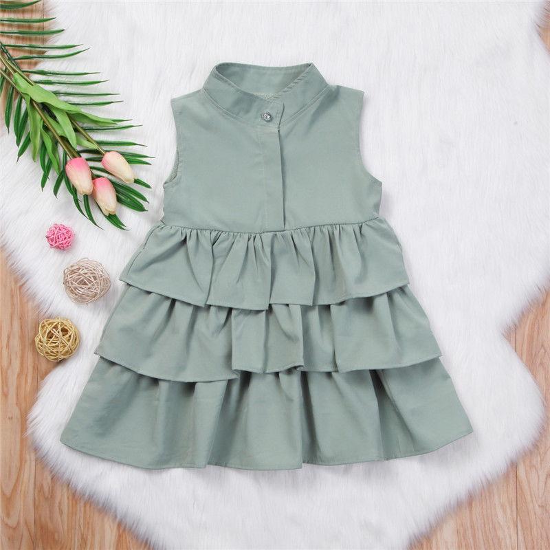 Fashion Simple Solid Color Sleeveless Small And Medium Girl Dress - Mubimart -  