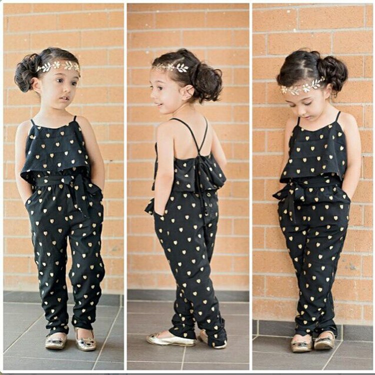 Fashion Summer Kids Girls Clothing Sets Cotton Sleeveless Polka Dot Strap Girls Jumpsuit Clothes Sets Outfits Children Suits - Mubimart - Clothing Set 