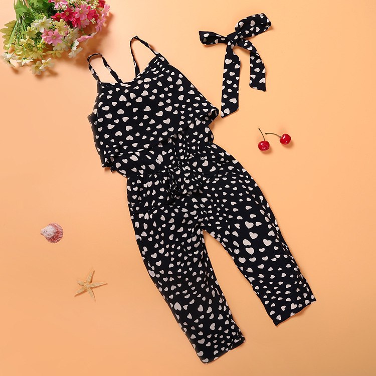 Fashion Summer Kids Girls Clothing Sets Cotton Sleeveless Polka Dot Strap Girls Jumpsuit Clothes Sets Outfits Children Suits - Mubimart -  