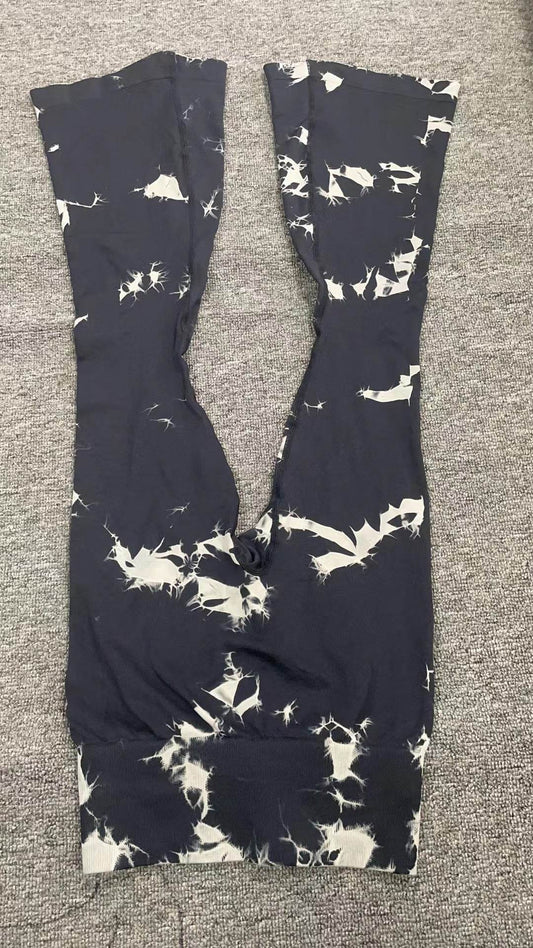 Fashion Tie Dye Printed Yoga Bell-Bottomed Pants Seamless High Waist Quick-drying Fitness Running Sports Leggings Women Flares - Mubimart