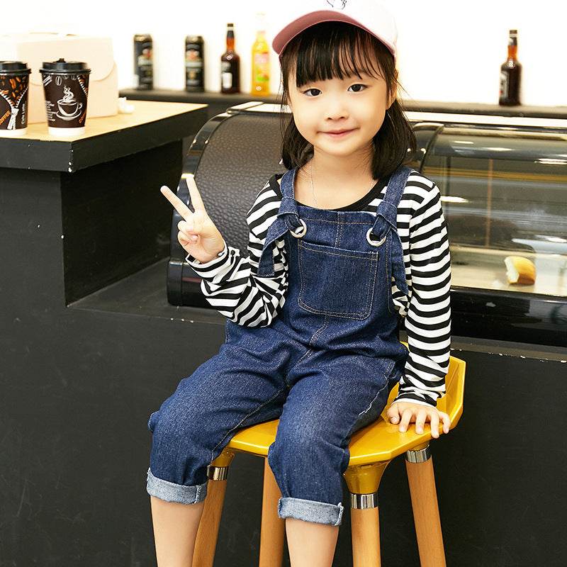 Fashion mother and daughter jeans with straps - Mubimart
