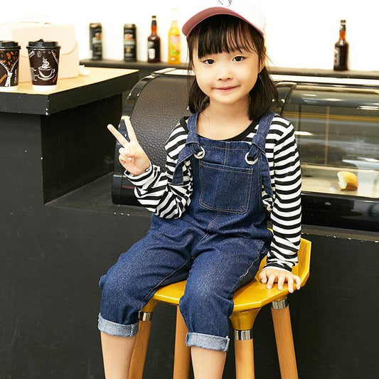 Fashion mother and daughter jeans with straps - Mubimart