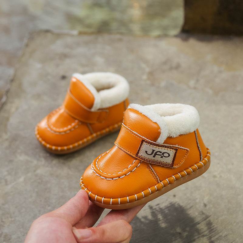 Female Baby Toddler Shoes Soft Soled Autumn and Winter Warm Snow Boots - Mubimart