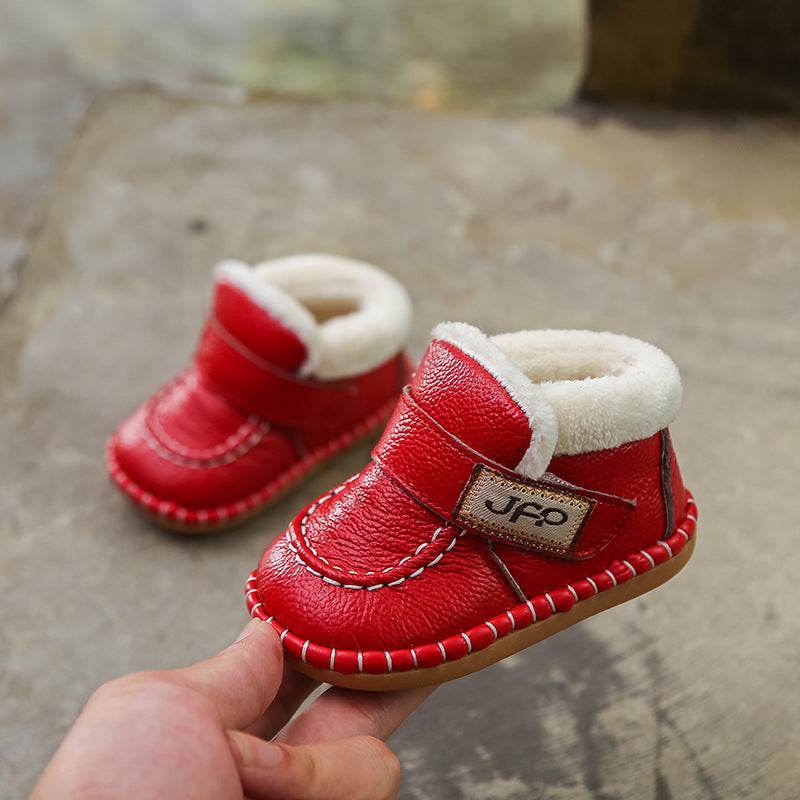 Female Baby Toddler Shoes Soft Soled Autumn and Winter Warm Snow Boots - Mubimart