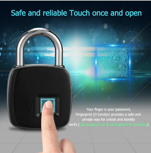 Fingerprint padlock smart lock anti-theft door lock outdoor door padlock luggage lock fingerprint padlock - Mubimart - Luggage Lock 