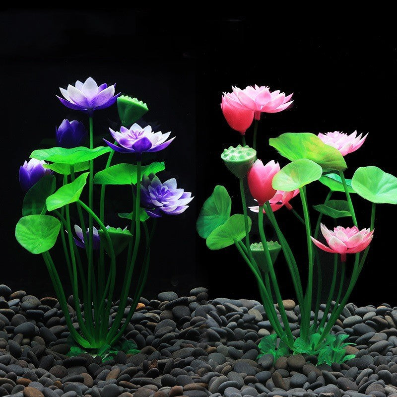 Fish Tank Landscaping Lotus Flowers Water Plants And Simulated Plants - Mubimart - Artificial plant 