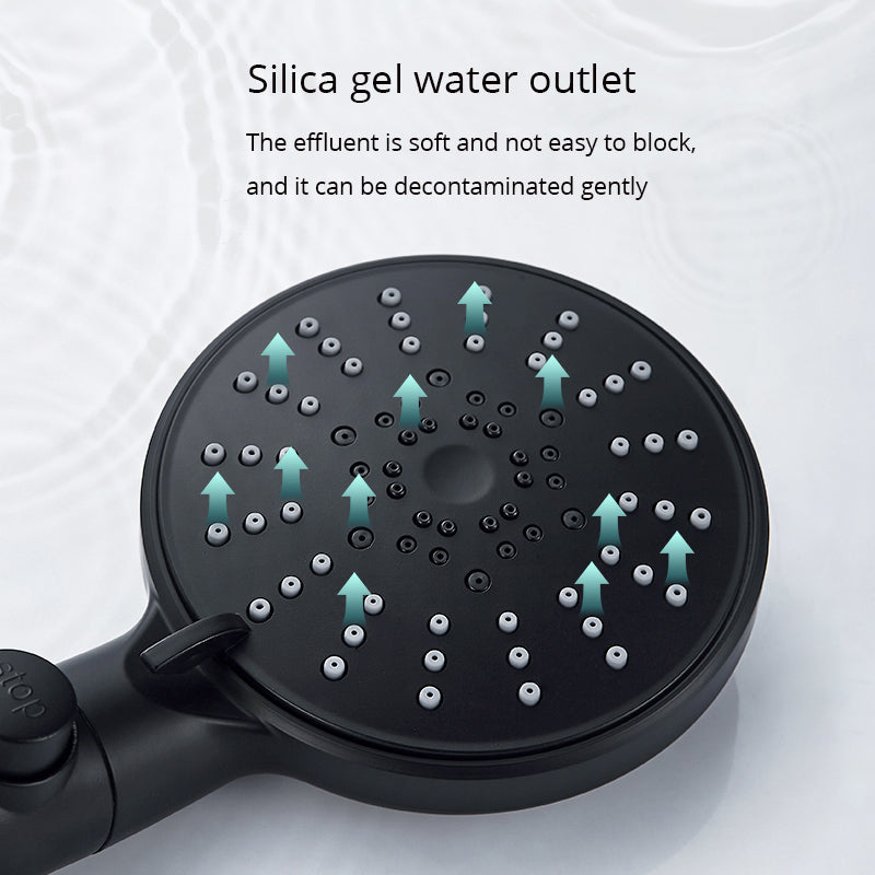 Five-speed Adjustment One-button Water-stop All-black Shower Head - Mubimart -  