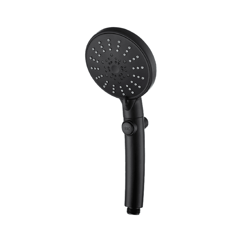 Five-speed Adjustment One-button Water-stop All-black Shower Head - Mubimart