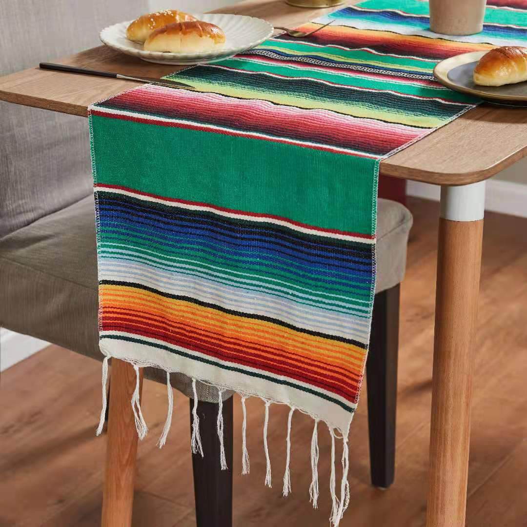 Flag Woven Tablecloth Tassel Blanket Beach Blanket Beach Mat - Mubimart