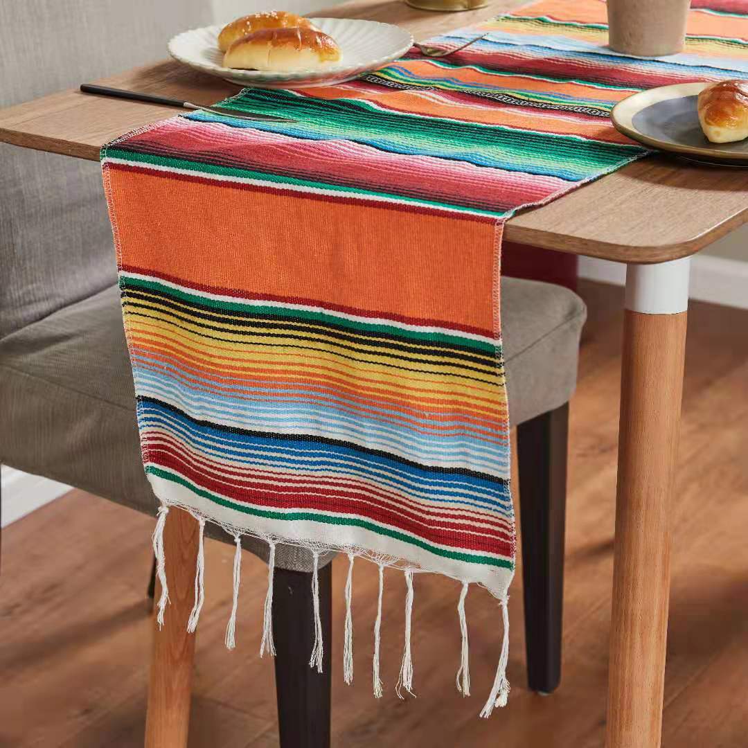 Flag Woven Tablecloth Tassel Blanket Beach Blanket Beach Mat - Mubimart -  