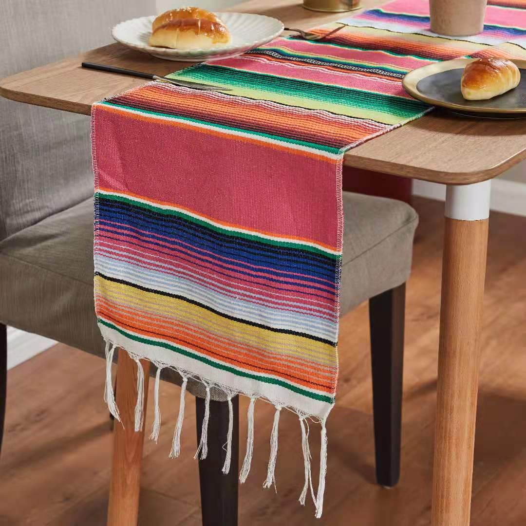 Flag Woven Tablecloth Tassel Blanket Beach Blanket Beach Mat - Mubimart
