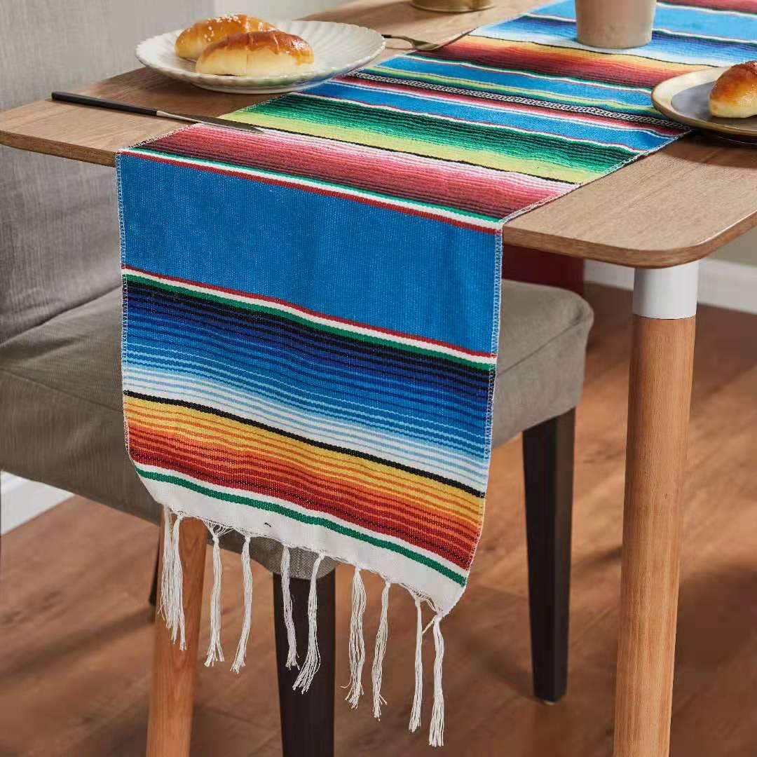 Flag Woven Tablecloth Tassel Blanket Beach Blanket Beach Mat - Mubimart