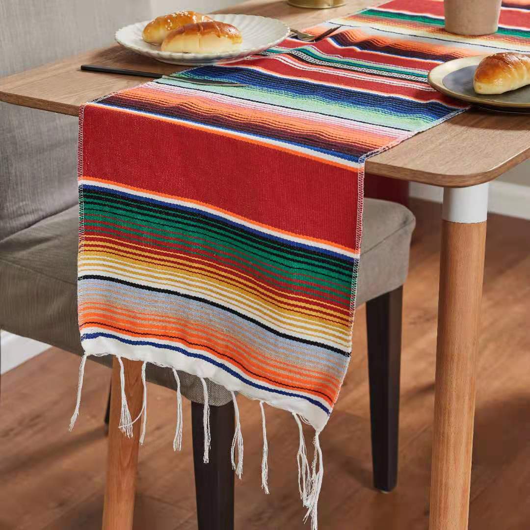 Flag Woven Tablecloth Tassel Blanket Beach Blanket Beach Mat - Mubimart -  