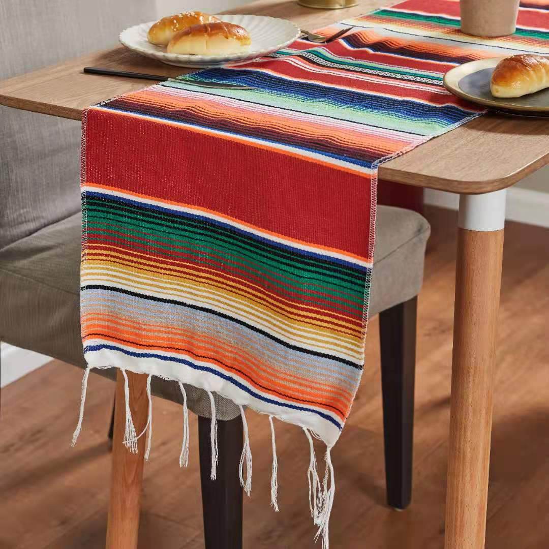 Flag Woven Tablecloth Tassel Blanket Beach Blanket Beach Mat - Mubimart