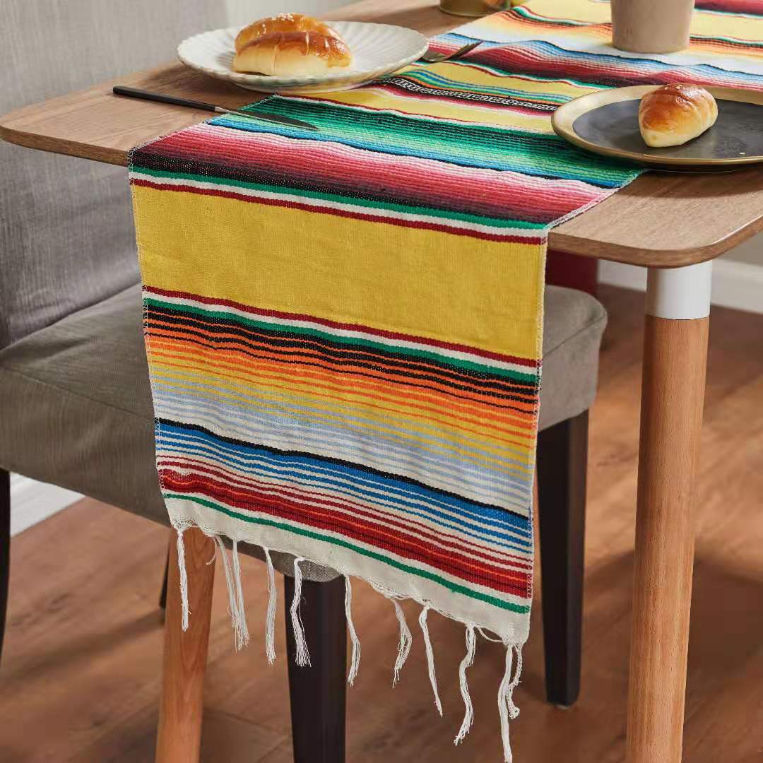 Flag Woven Tablecloth Tassel Blanket Beach Blanket Beach Mat - Mubimart -  