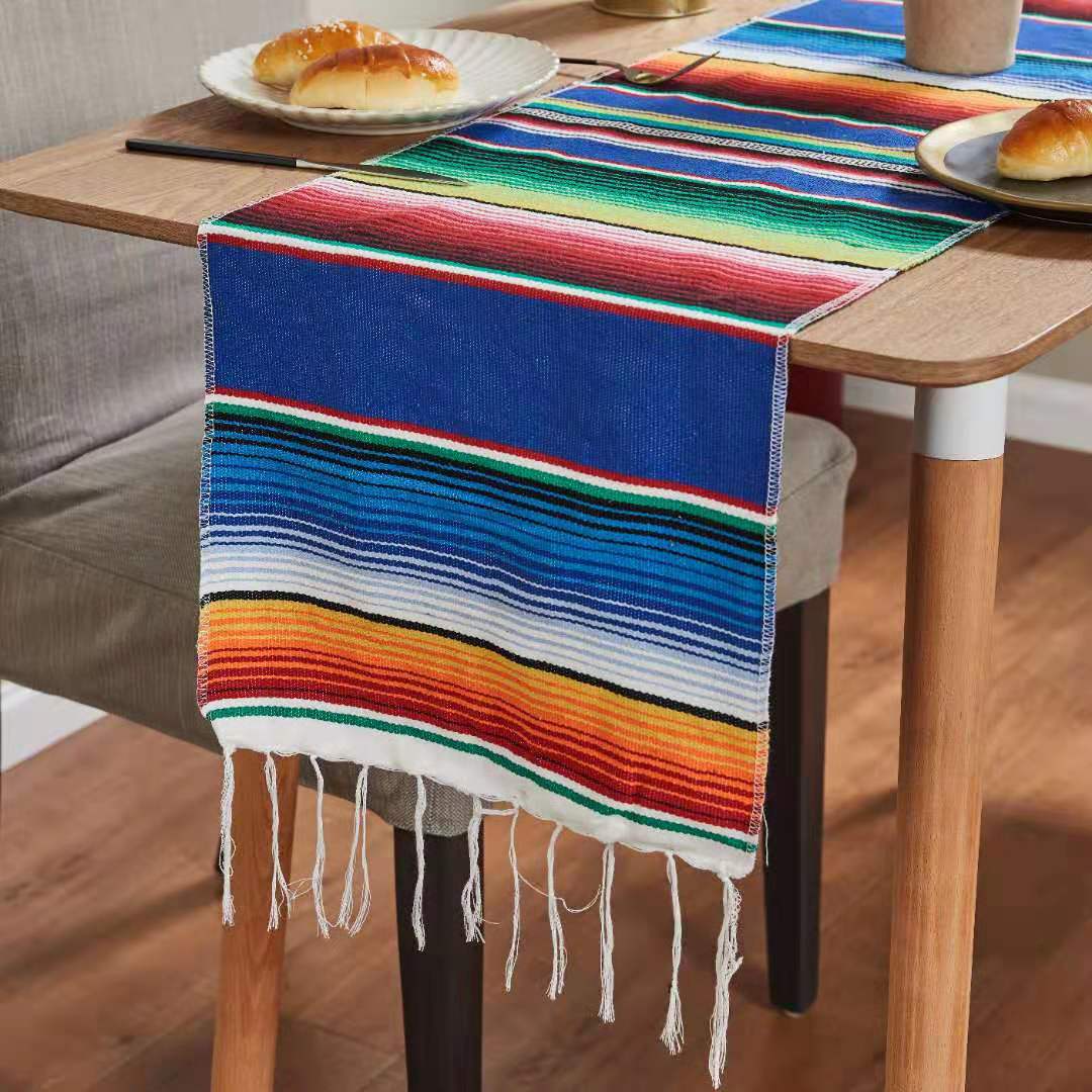 Flag Woven Tablecloth Tassel Blanket Beach Blanket Beach Mat - Mubimart -  