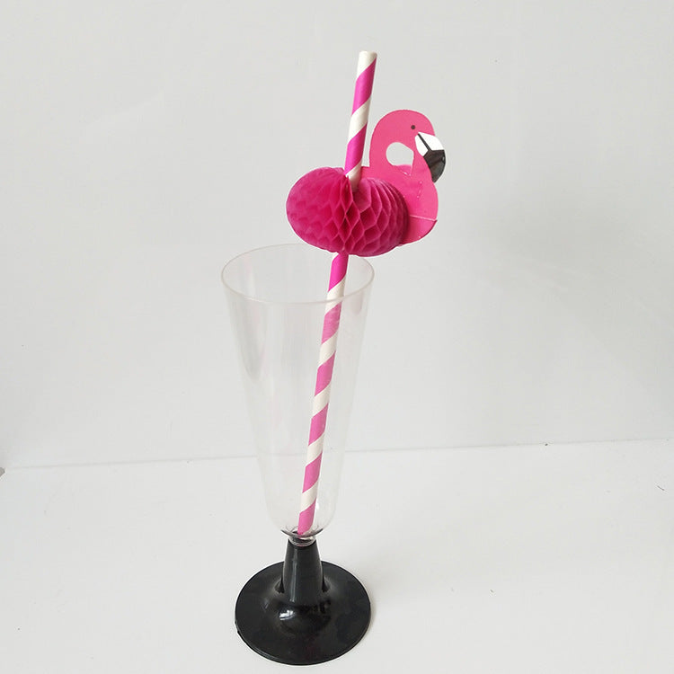 Flamingo Party Paper Straws Environmentally Friendly Kraft Paper Straws - Mubimart -  