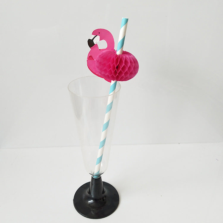 Flamingo Party Paper Straws Environmentally Friendly Kraft Paper Straws - Mubimart - Straws 