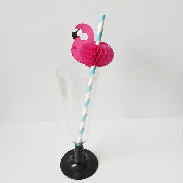 Flamingo Party Paper Straws Environmentally Friendly Kraft Paper Straws - Mubimart