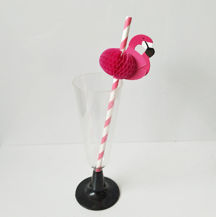 Flamingo Party Paper Straws Environmentally Friendly Kraft Paper Straws - Mubimart -  