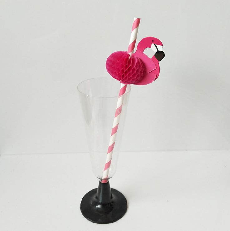 Flamingo Party Paper Straws Environmentally Friendly Kraft Paper Straws - Mubimart