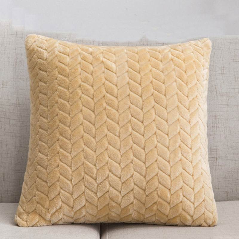 Flannel Solid Color Throw Pillow Sofa Cover Cushion Cover Nordic Style Simple Style - Mubimart