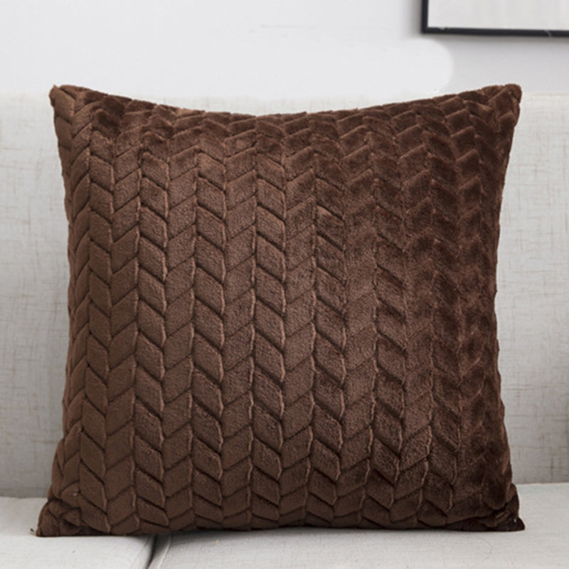 Flannel Solid Color Throw Pillow Sofa Cover Cushion Cover Nordic Style Simple Style - Mubimart -  