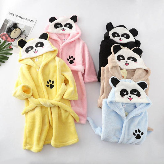 Flannel lace hooded bathrobe - Mubimart