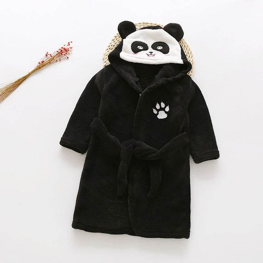 Flannel lace hooded bathrobe - Mubimart