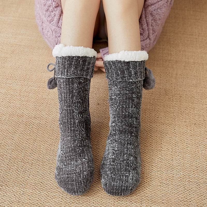 Floor Socks Snow Socks Home Warm With Velvet Leg Warmer Confinement Slippers Socks - Mubimart