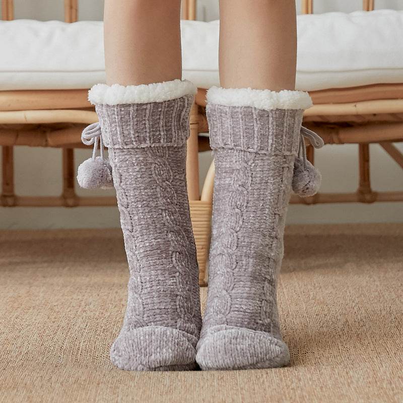 Floor Socks Snow Socks Home Warm With Velvet Leg Warmer Confinement Slippers Socks - Mubimart