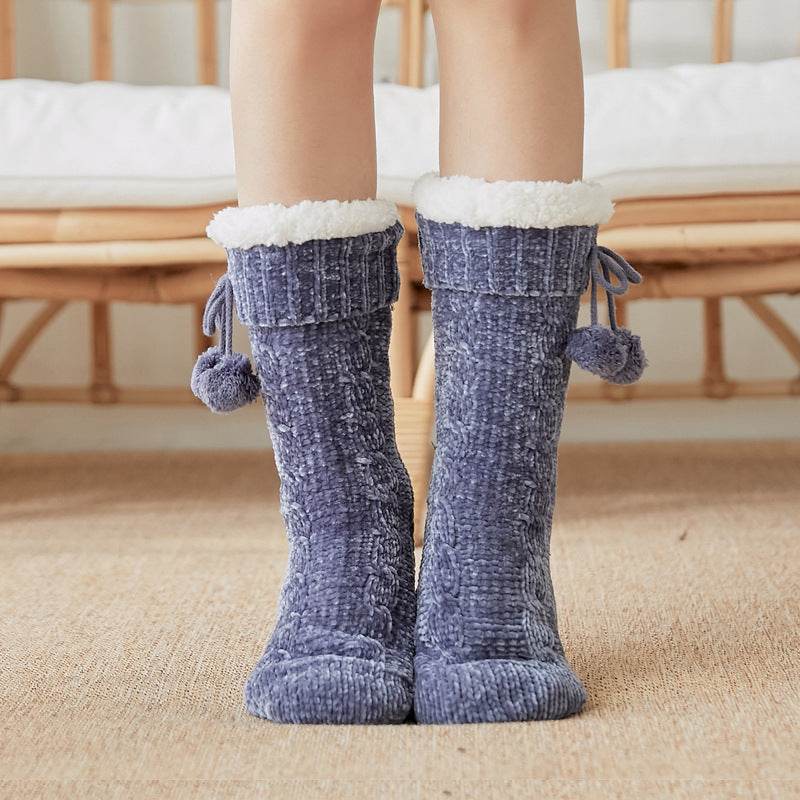 Floor Socks Snow Socks Home Warm With Velvet Leg Warmer Confinement Slippers Socks - Mubimart