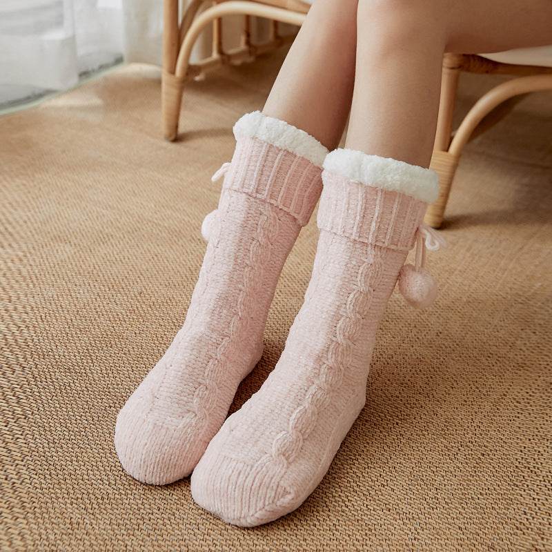 Floor Socks Snow Socks Home Warm With Velvet Leg Warmer Confinement Slippers Socks - Mubimart