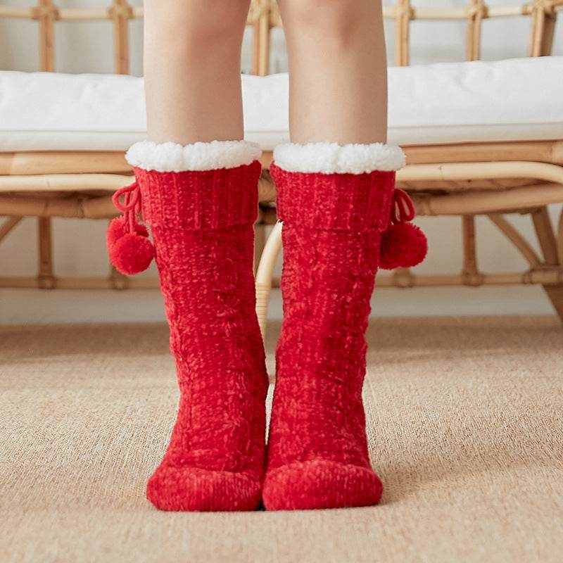 Floor Socks Snow Socks Home Warm With Velvet Leg Warmer Confinement Slippers Socks - Mubimart