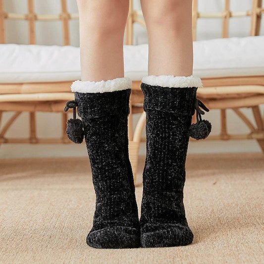 Floor Socks Snow Socks Home Warm With Velvet Leg Warmer Confinement Slippers Socks - Mubimart