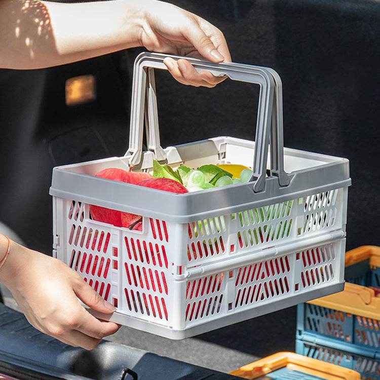 Foldable Portable Plastic Storage Basket - Mubimart