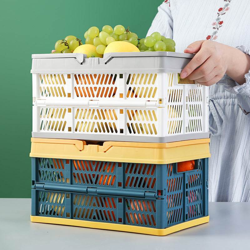 Foldable Portable Plastic Storage Basket - Mubimart