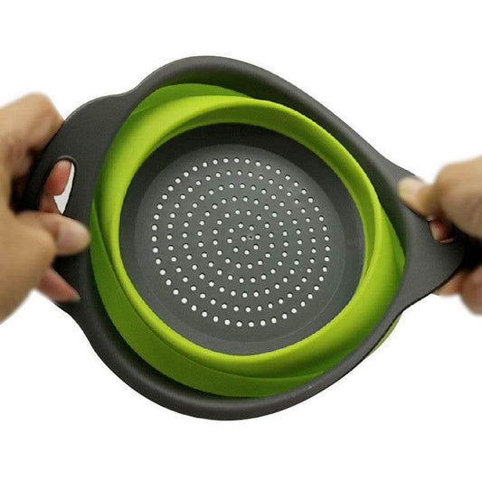 Foldable Silicone Colander Fruit Vegetable Washing Drain Basket Strainer Kitchen Collapsible Silicone Colander Baskets - Mubimart