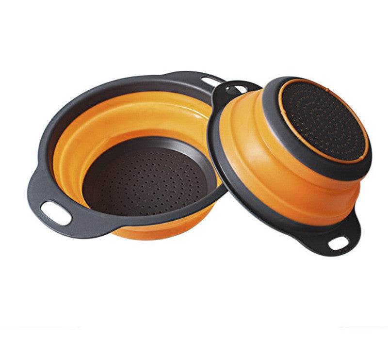 Foldable Silicone Colander Fruit Vegetable Washing Drain Basket Strainer Kitchen Collapsible Silicone Colander Baskets - Mubimart