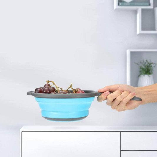Foldable Silicone Colander Fruit Vegetable Washing Drain Basket Strainer Kitchen Collapsible Silicone Colander Baskets - Mubimart