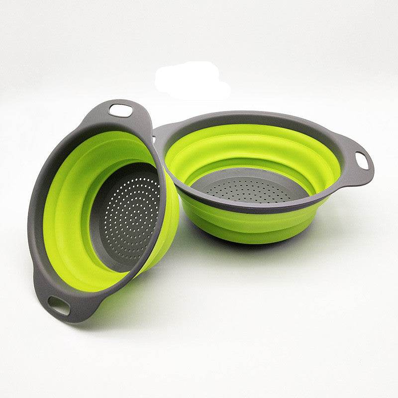 Foldable Silicone Colander Fruit Vegetable Washing Drain Basket Strainer Kitchen Collapsible Silicone Colander Baskets - Mubimart