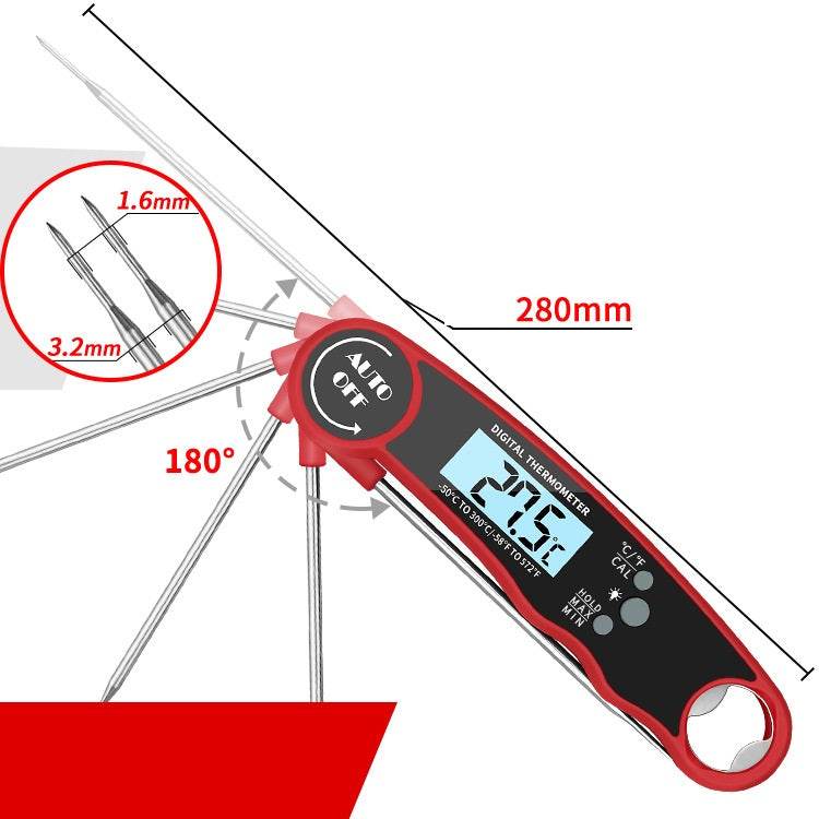 Folding Kitchen Food Thermometer Electronic Food Grill Thermometer - Mubimart