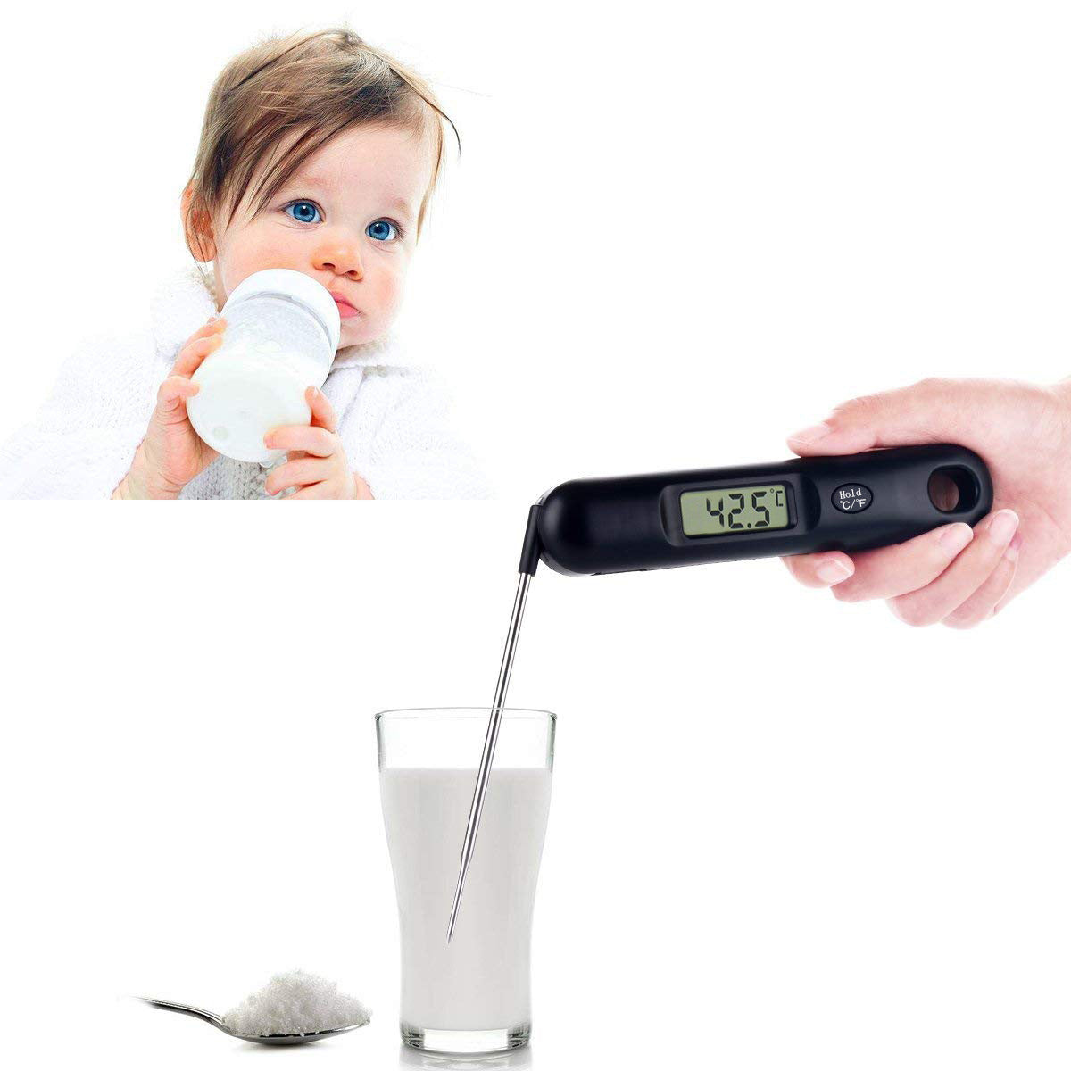 Folding food thermometer - Mubimart -  