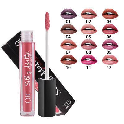 For QIC color Qini cross-border explosion matte velvet waterproof non stick cup Liquid Lip Gloss Lipstick Lip Glaze - Mubimart - Lip Stick 